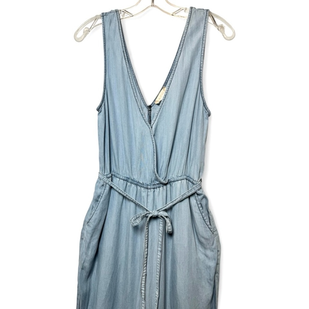 Altar’d State Chambray Tencel Jumpsuit Small Sleeveless Tie Waist - Picture 3 of 15